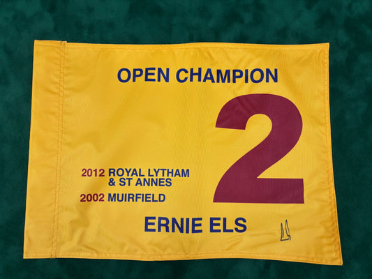 Ernie Els Two-Time Open Champion Signed Golf Flag + Dealer COA