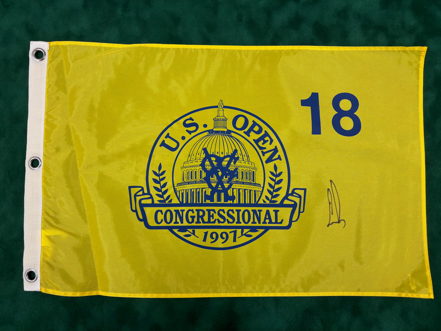 Ernie Els Winner Signed 1997 US Open at Congressional Golf Pin Flag + Cert