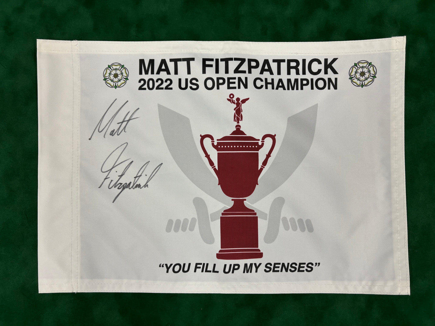 Matt Fitzpatrick Winner Signed 2022 US Open Limited Edition Sheffield United Golf Pin Flag + Dealer COA