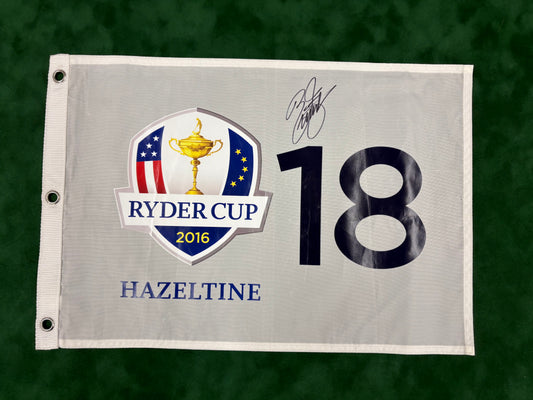 Rickie Fowler Signed 2016 Ryder Cup at Hazeltine Golf Pin Flag + Dealer COA