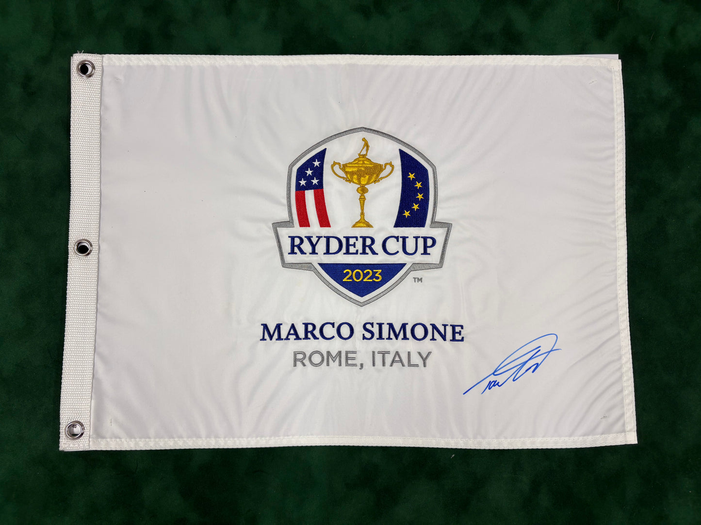 Tommy Fleetwood Signed 2023 Ryder Cup at Marco Simone Golf Flag + Dealer COA