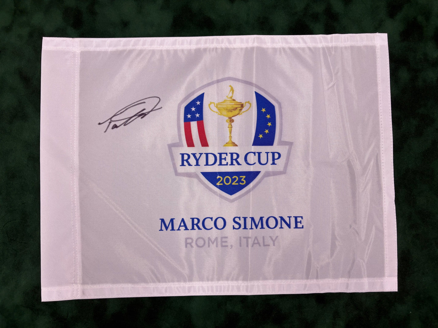 Tommy Fleetwood Signed 2023 Ryder Cup at Marco Simone Golf Flag + Dealer COA