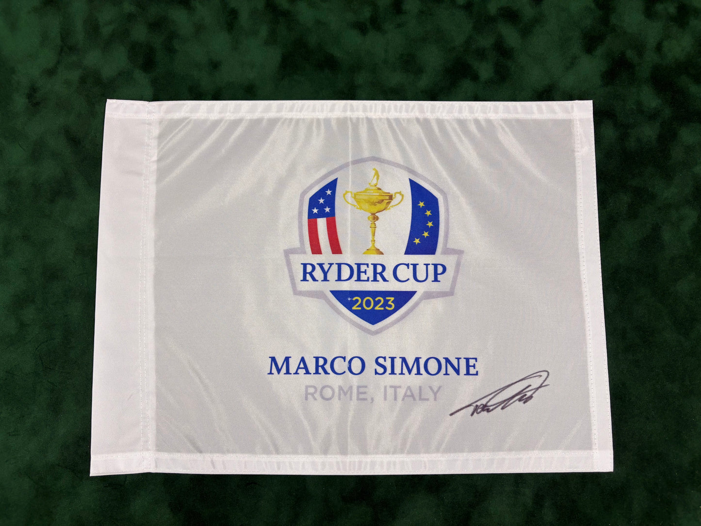 Tommy Fleetwood Signed 2023 Ryder Cup at Marco Simone Golf Flag + Dealer COA