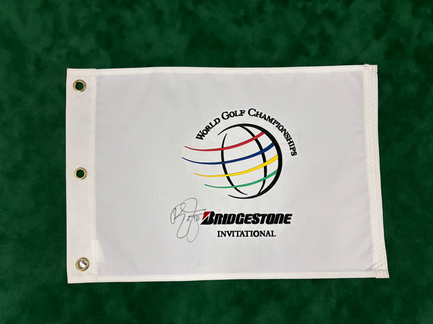 Rickie Fowler Signed World Golf Championships 'Bridgestone Invitational' Golf Pin Flag + Dealer COA
