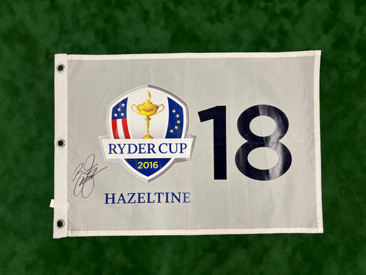 Rickie Fowler Signed 2016 Ryder Cup at Hazeltine Golf Pin Flag + Dealer COA