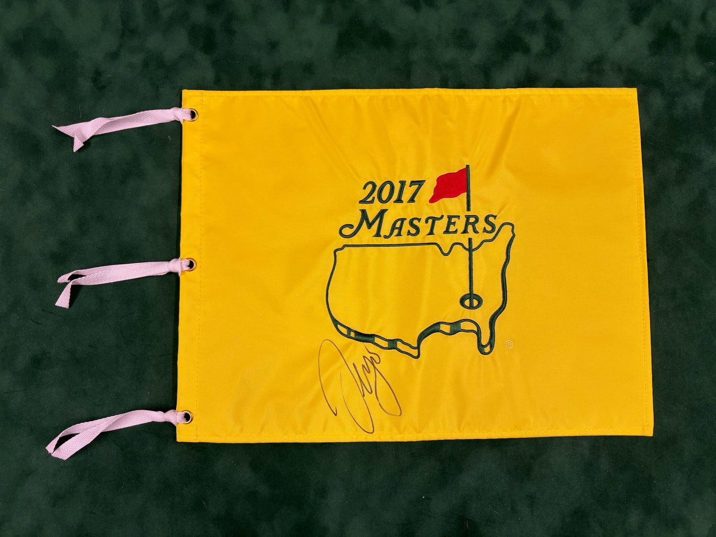 Sergio García Winner Signed 2017 Masters Golf Pin Flag + Dealer COA