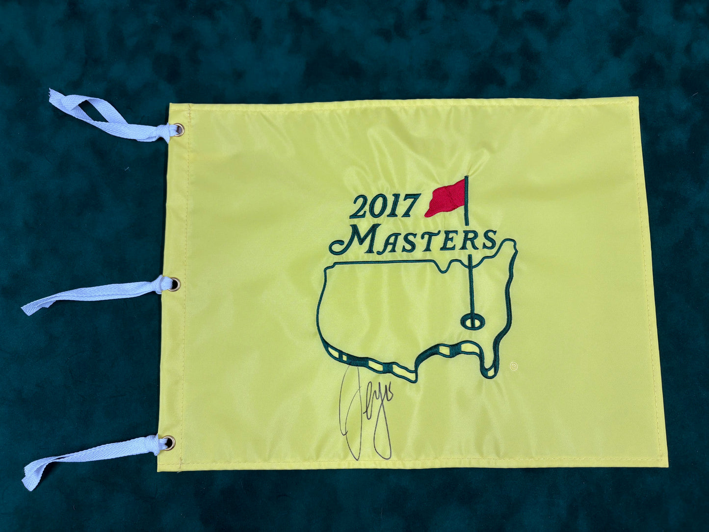 Sergio García Winner Signed 2017 Masters Golf Pin Flag + Dealer COA