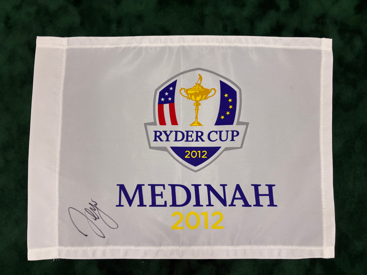 Sergio García Signed 2012 Ryder Cup at Medinah Golf Pin Flag + Dealer COA