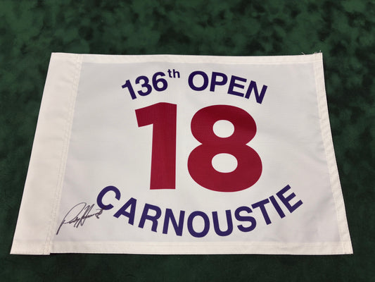 Pádraig Harrington Winner Signed 136th Open at Carnoustie Golf Pin Flag + Dealer COA