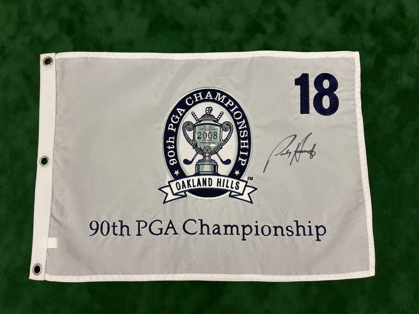 Pádraig Harrington Winner Signed 90th PGA Championship at Oakland Hills Golf Pin Flag + Dealer COA