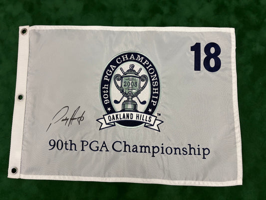 Pádraig Harrington Winner Signed 90th PGA Championship at Oakland Hills Golf Pin Flag + Dealer COA
