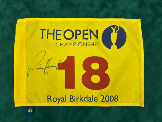 Pádraig Harrington Winner Signed 2008 Open at Royal Birkdale Golf Flag + Dealer COA