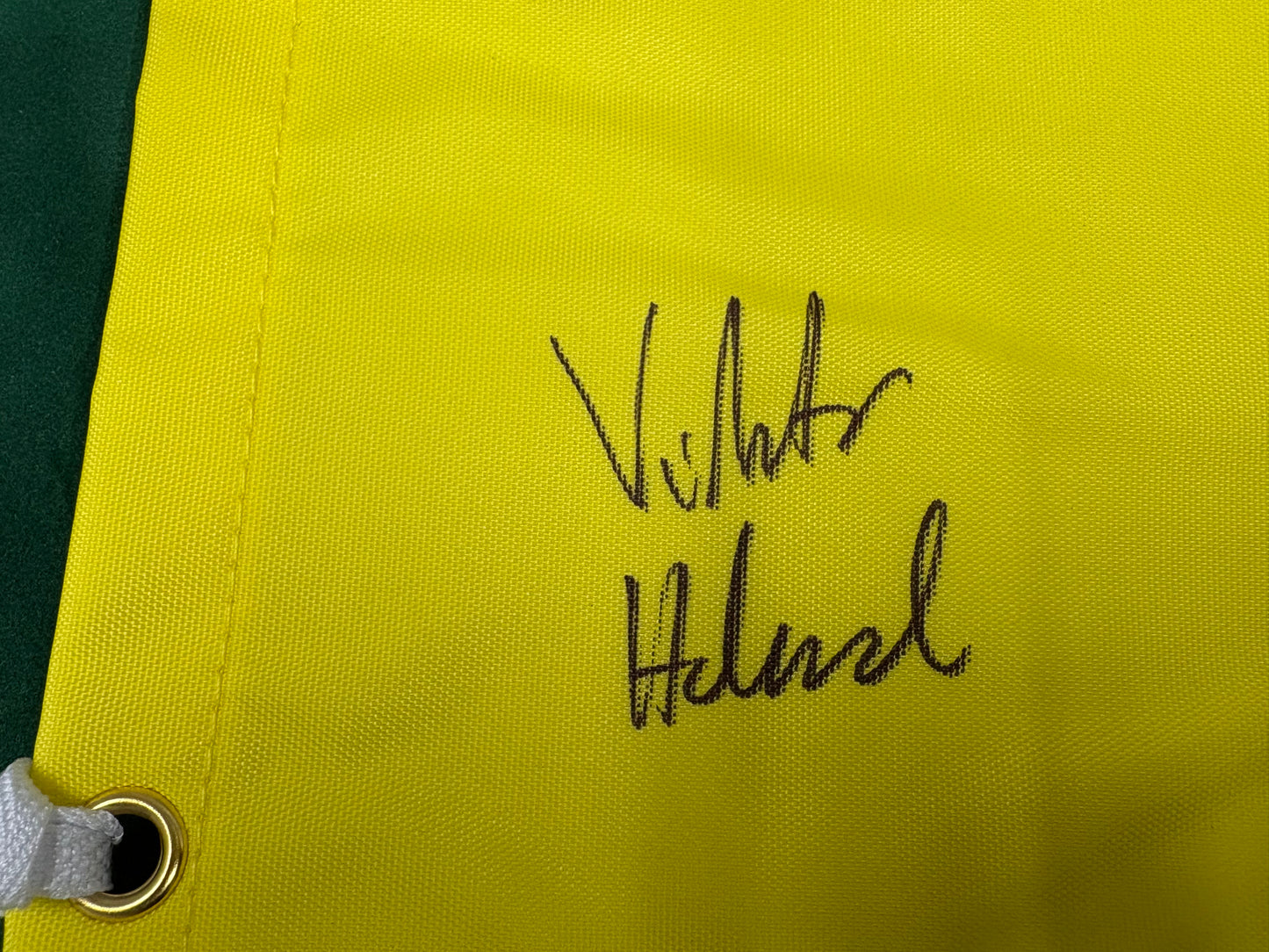 Viktor Hovland Low Winning Amateur Signed 2019 Masters Golf Pin Flag + Dealer COA