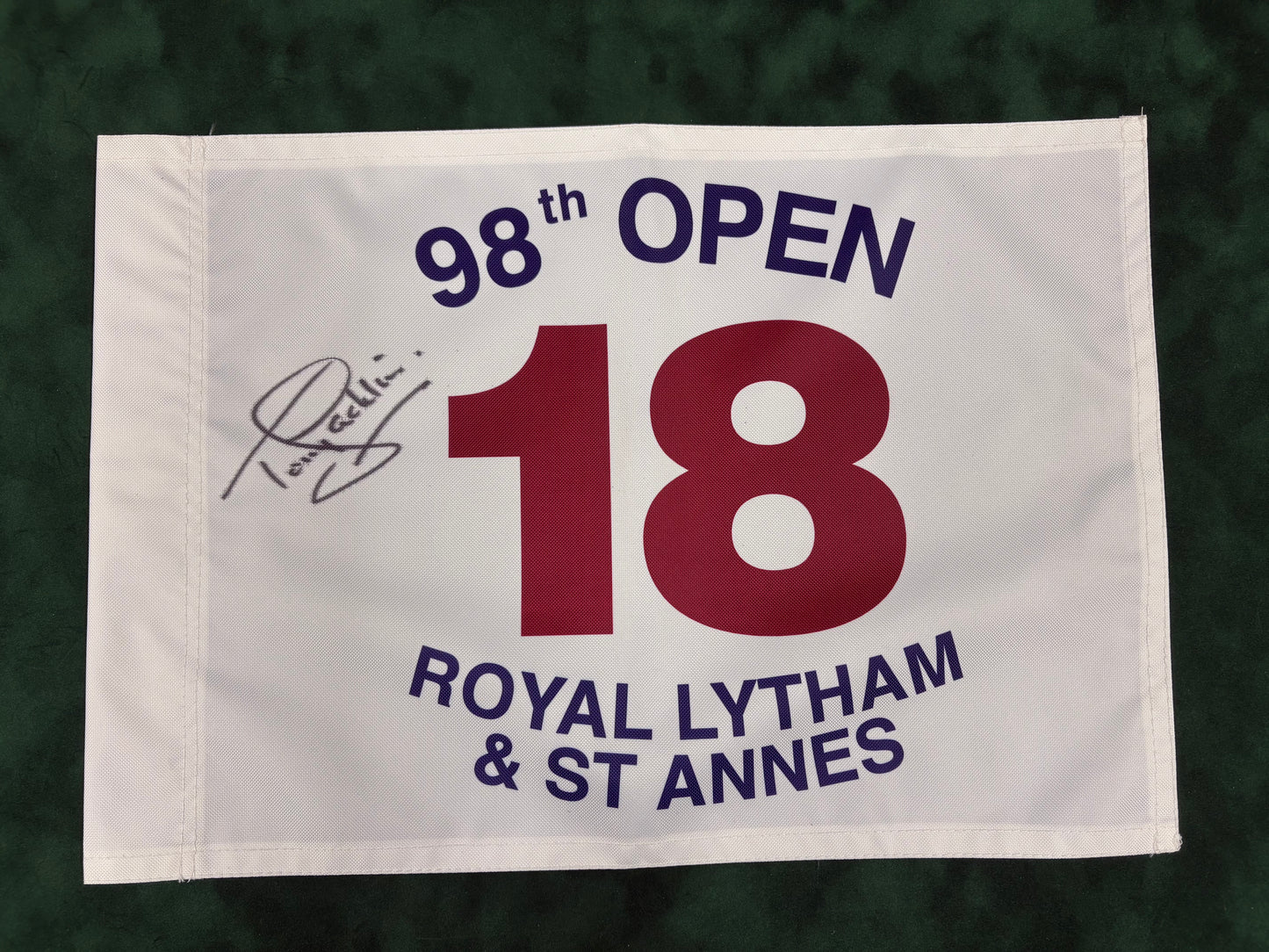Tony Jacklin Winner Signed 98th Open at Royal Lytham White Golf Pin Flag + Dealer COA