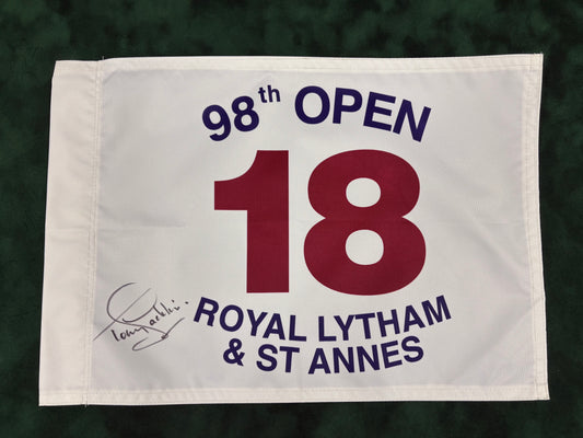 Tony Jacklin Winner Signed 98th Open at Royal Lytham White Golf Pin Flag + Dealer COA