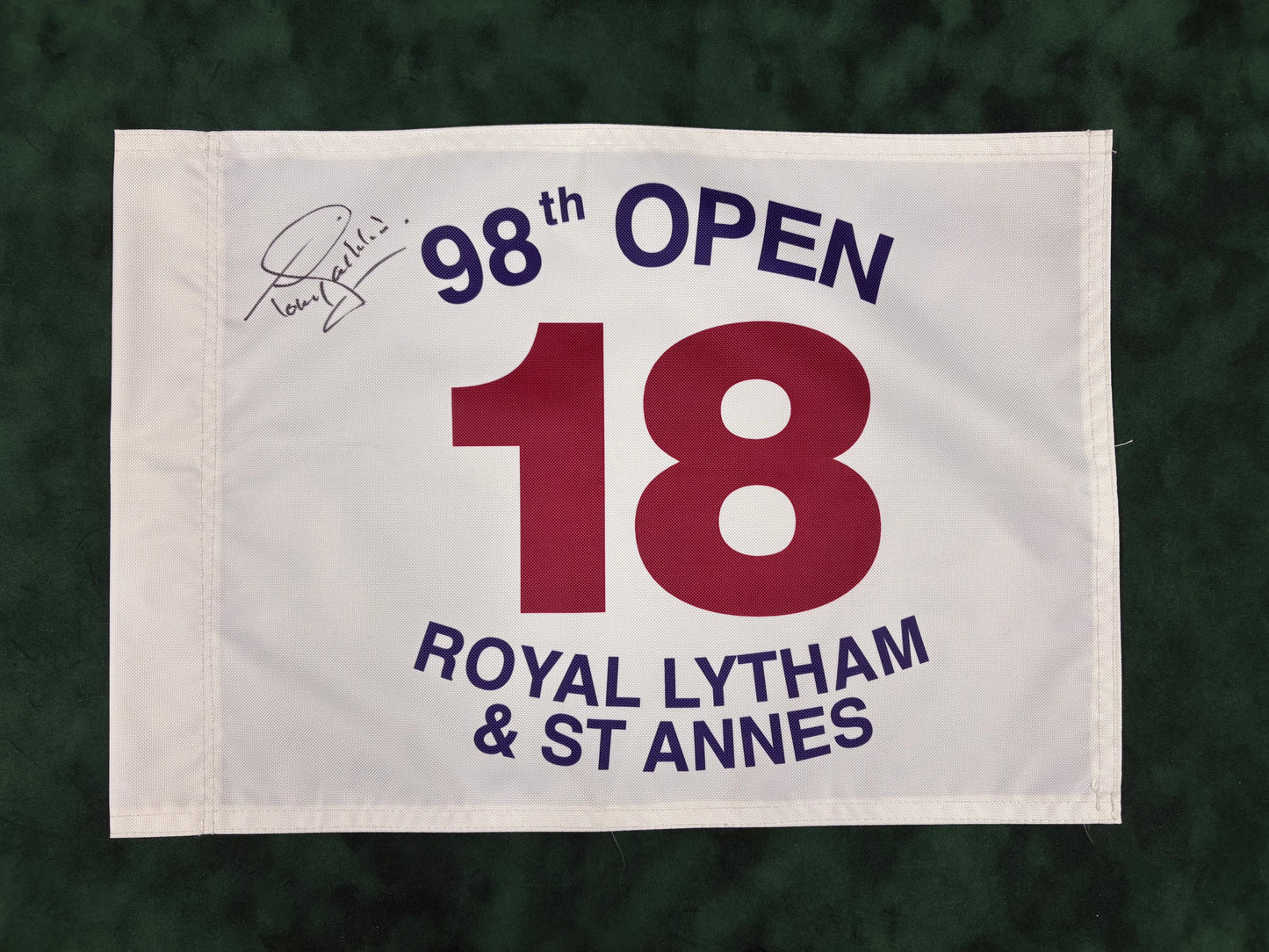 Tony Jacklin Winner Signed 98th Open at Royal Lytham White Golf Pin Flag + Dealer COA