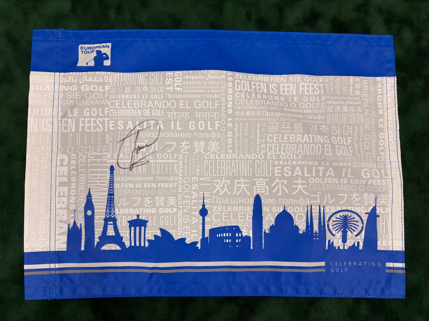 Miguel Ángel Jiménez Signed European Tour Golf Pin Flag + Dealer COA