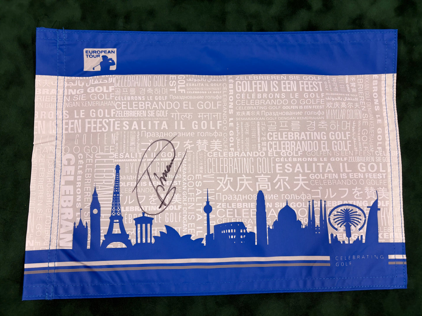 Miguel Ángel Jiménez Signed European Tour Golf Flag + Dealer COA