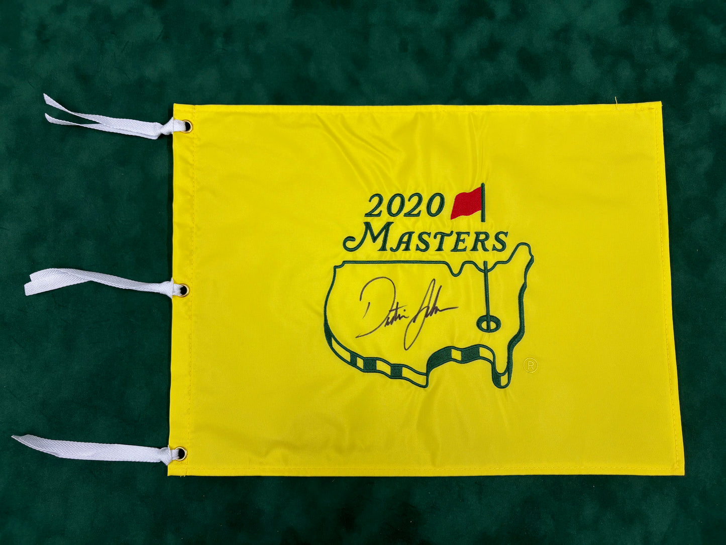 Dustin Johnson Winner Signed 2020 Masters Golf Pin Flag + Dealer COA