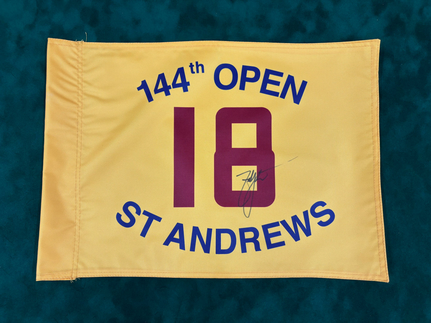 Zach Johnson Winner Signed 144th Open at St Andrews Golf Flag + Dealer COA