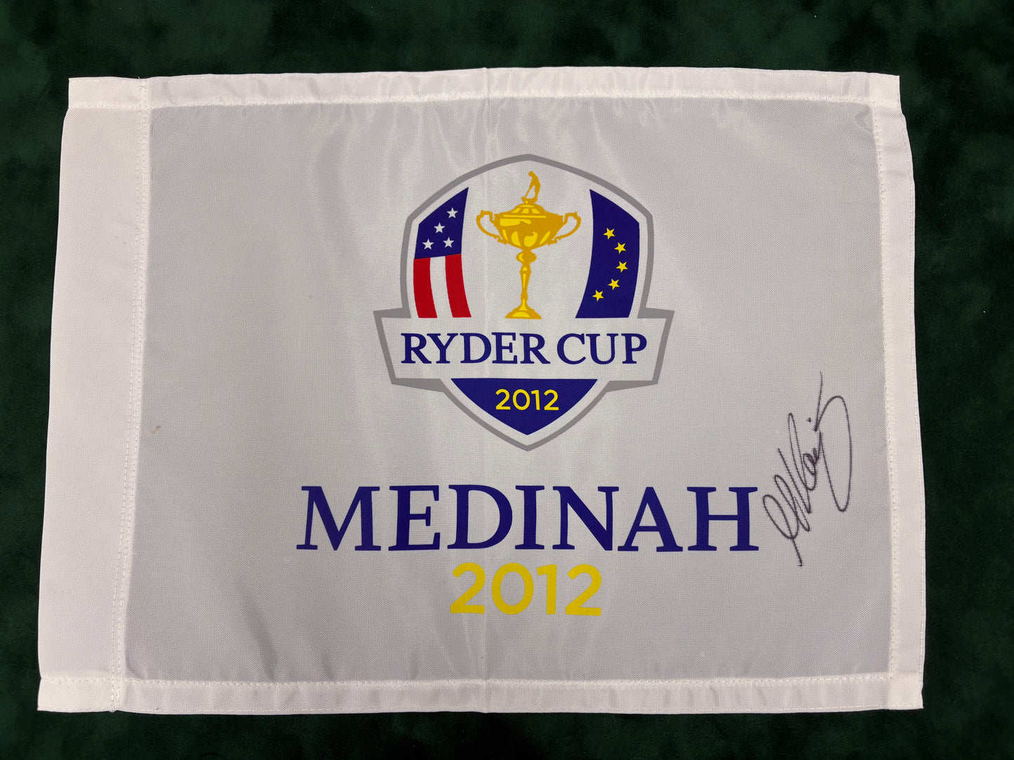 Martin Kaymer Signed 2012 Ryder Cup at Medinah Golf Flag + Dealer COA