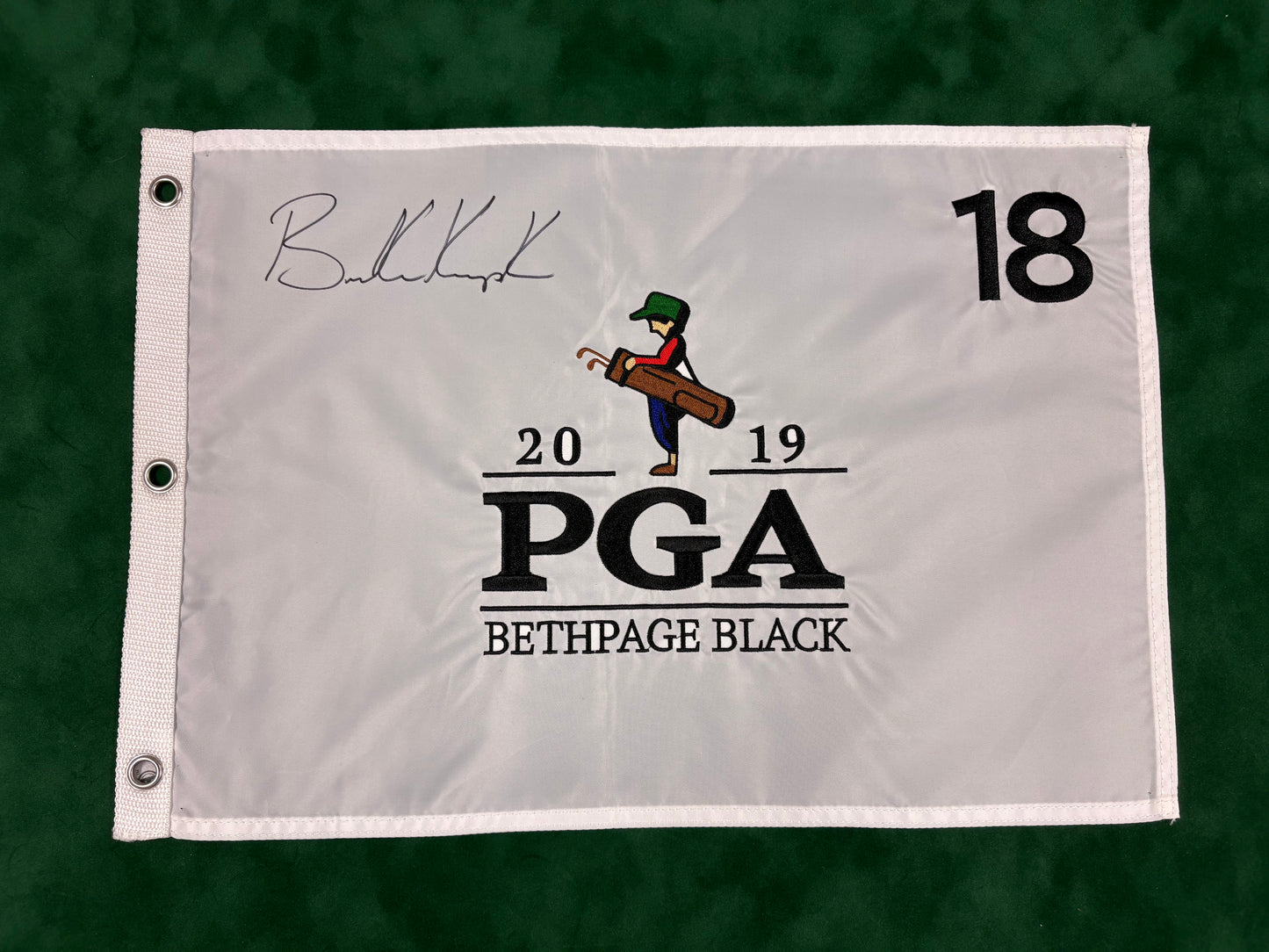 Brooks Koepka Winner Signed 2019 PGA Championship at Bethpage Black Golf Flag + Dealer COA