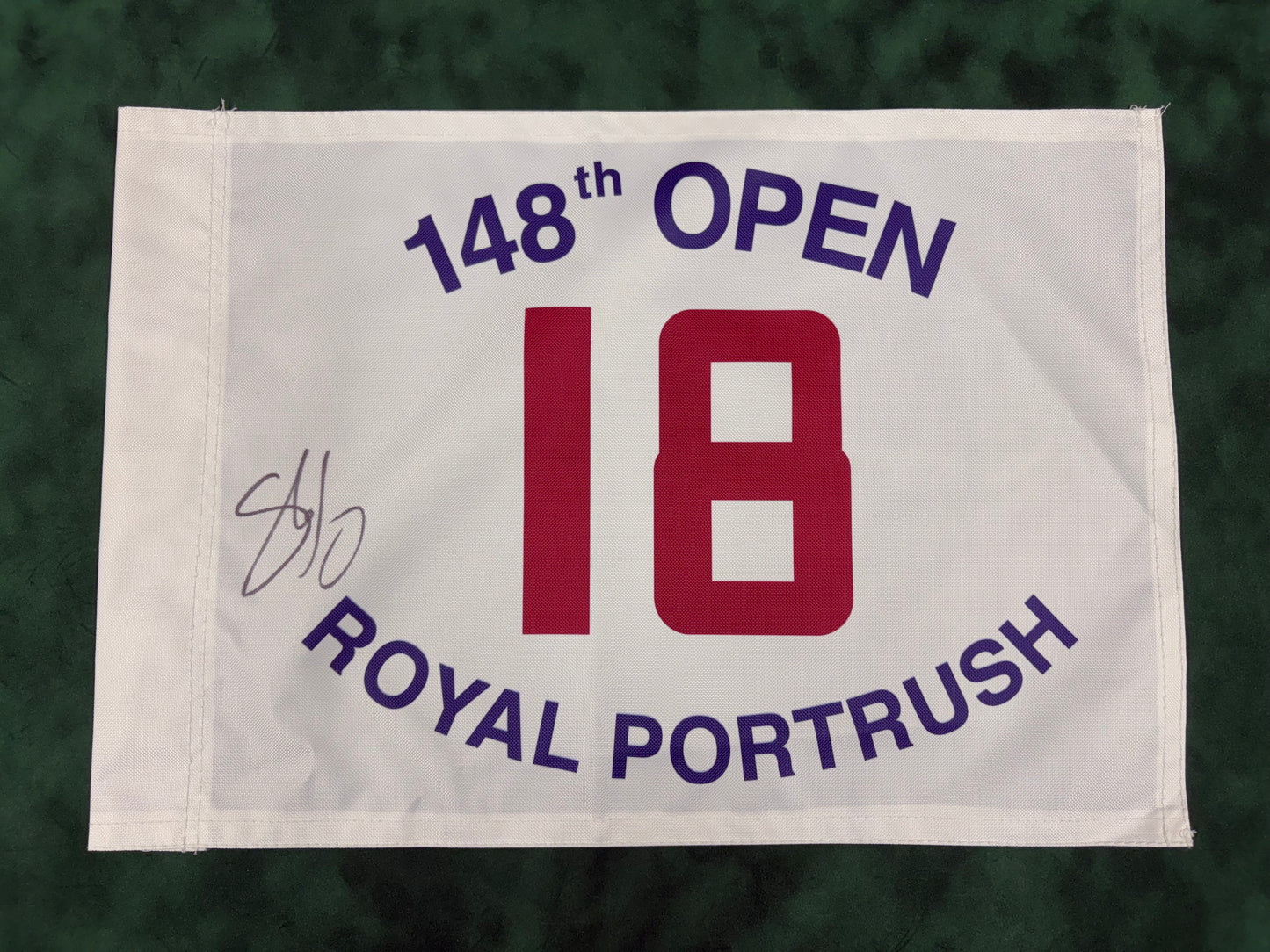 Shane Lowry Winner Signed 148th Open at Royal Portrush White Golf Flag + Dealer COA