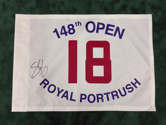 Shane Lowry Winner Signed 148th Open at Royal Portrush White Golf Flag + Dealer COA