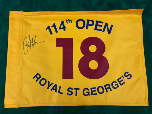 Sandy Lyle Winner Signed 114th Open at Royal St Georges Golf Flag + Dealer COA