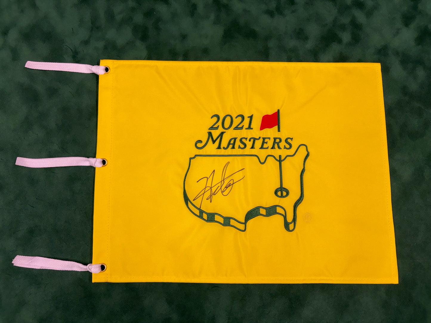 Hideki Matsuyama Winner Signed 2021 Masters Golf Flag + Dealer COA