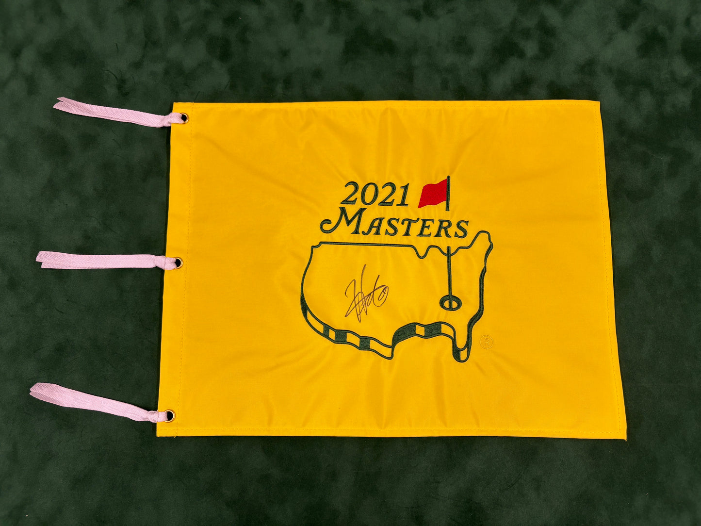 Hideki Matsuyama Winner Signed 2021 Masters Golf Flag + Dealer COA