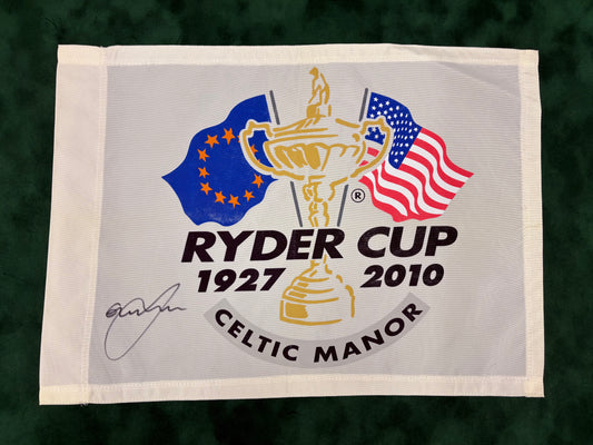 Graeme McDowell Signed 2010 Ryder Cup at Celtic Manor Golf Flag + Dealer COA