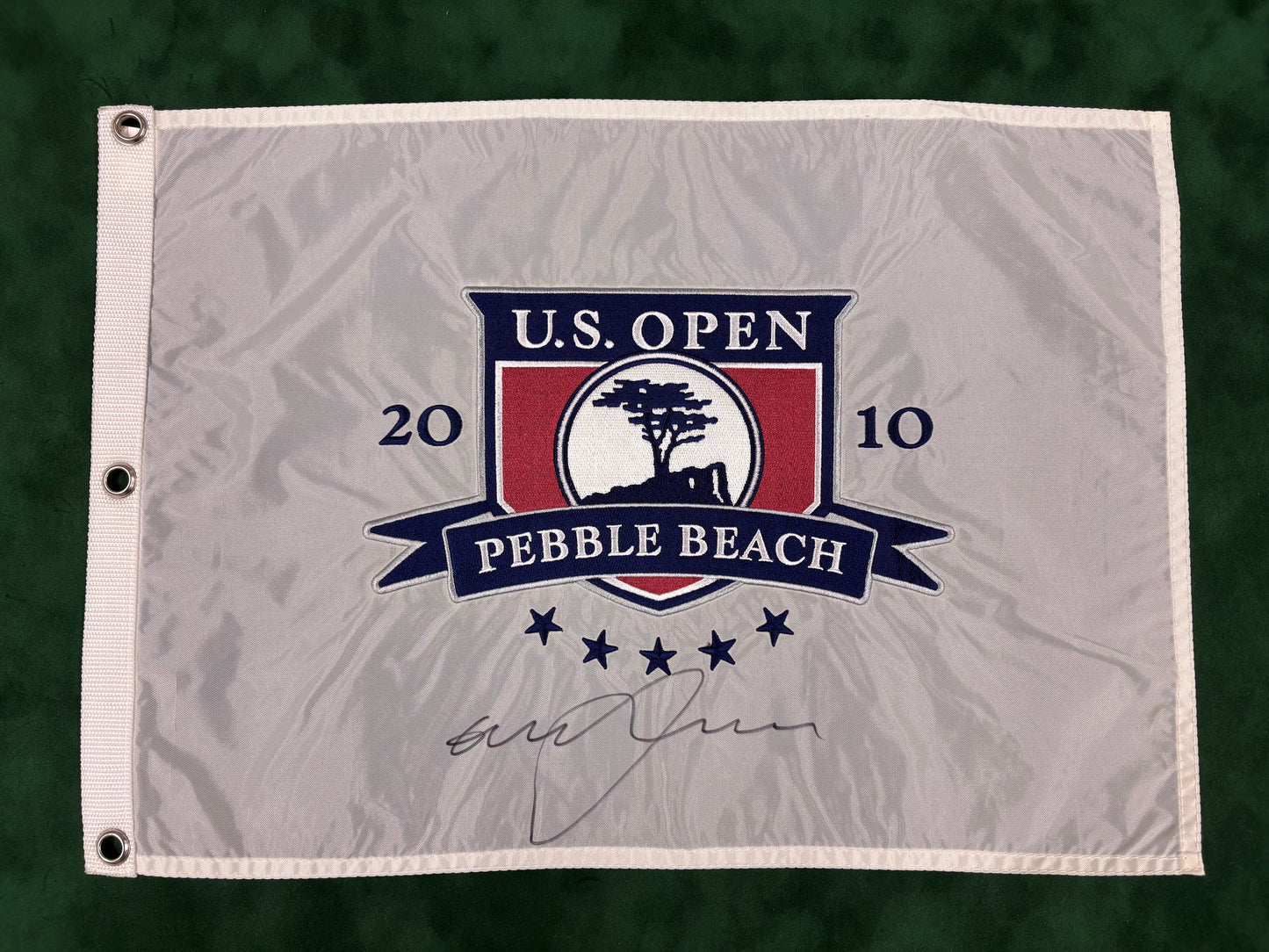 Graeme McDowell Winner Signed 2010 US Open at Pebble Beach Golf Flag + Dealer COA