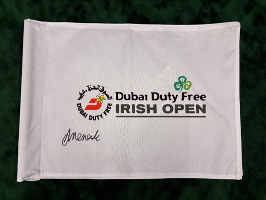 Adrian Meronk Winner Signed Dubai Duty Free Irish Open Golf Flag + Dealer COA