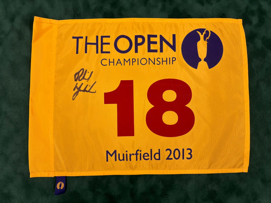 Phil Mickelson Winner Signed 2013 Open at Muirfield Golf Flag + Dealer COA
