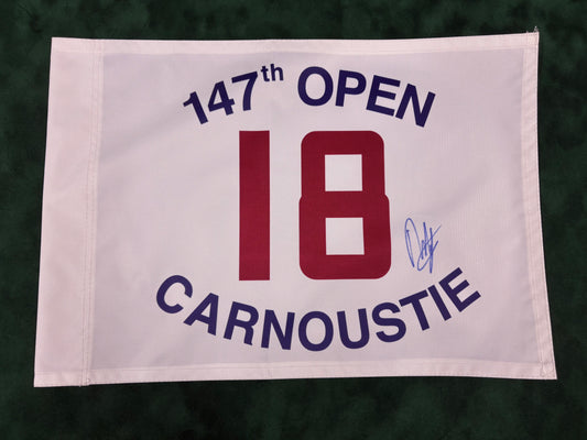 Francesco Molinari Winner Signed 147th Open at Carnoustie White Golf Flag + Dealer COA
