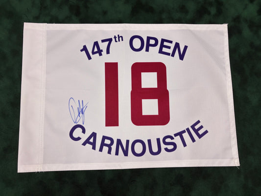 Francesco Molinari Winner Signed 147th Open at Carnoustie White Golf Flag + Dealer COA