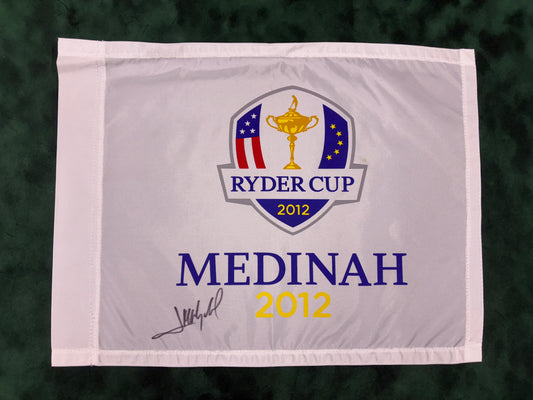 José María Olazábal Signed 2012 Ryder Cup at Medinah Golf Flag + Dealer COA