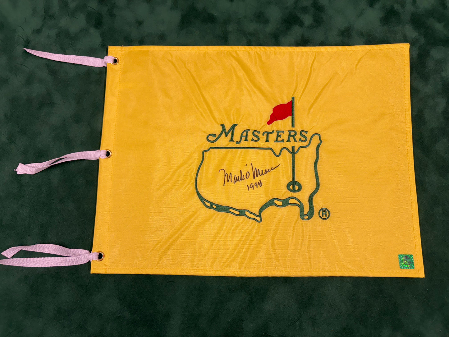 Mark O'Meara Winner Signed Undated Masters Golf Flag + Dealer COA