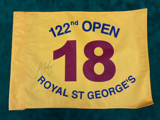 Louis Oosthuizen Signed 122nd Open at Royal St George's Golf Flag + Dealer COA