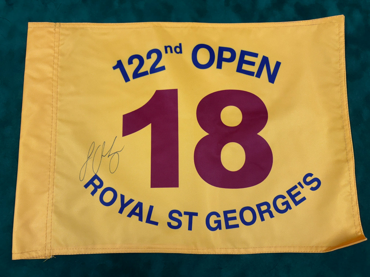 Louis Oosthuizen Signed 122nd Open at Royal St George's Golf Flag + Dealer COA