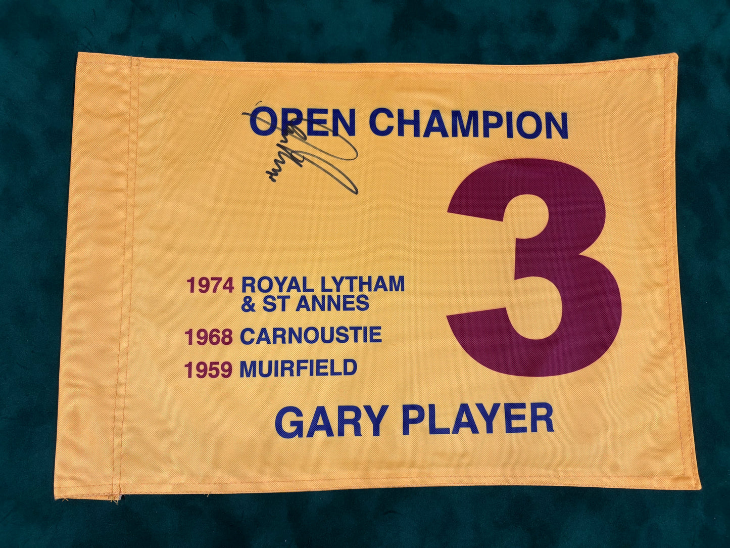 Gary Player Three-Time Open Champion Signed Golf Flag + Dealer COA