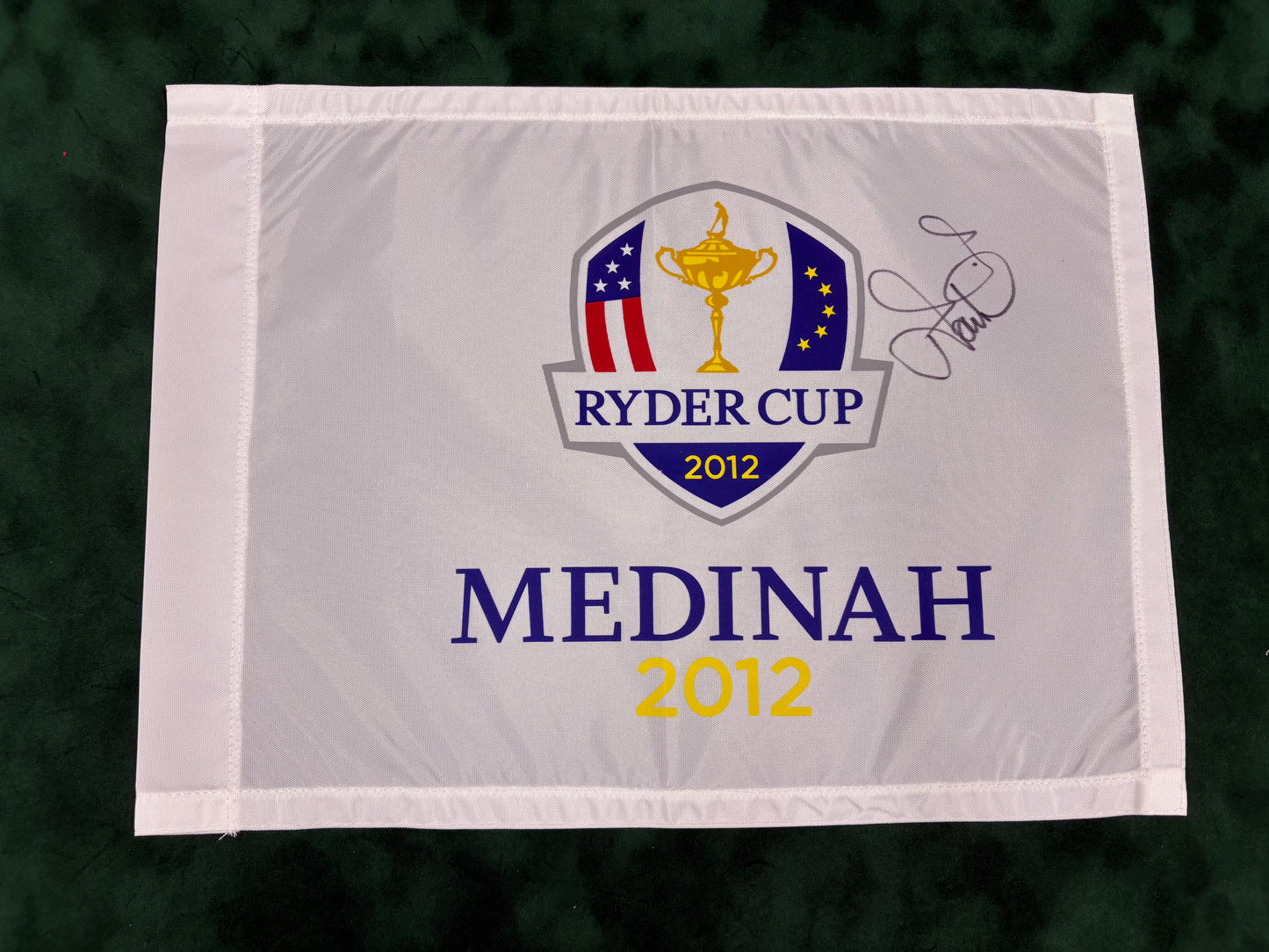 Ian Poulter Signed 2012 Ryder Cup at Medinah Golf Flag + Dealer COA