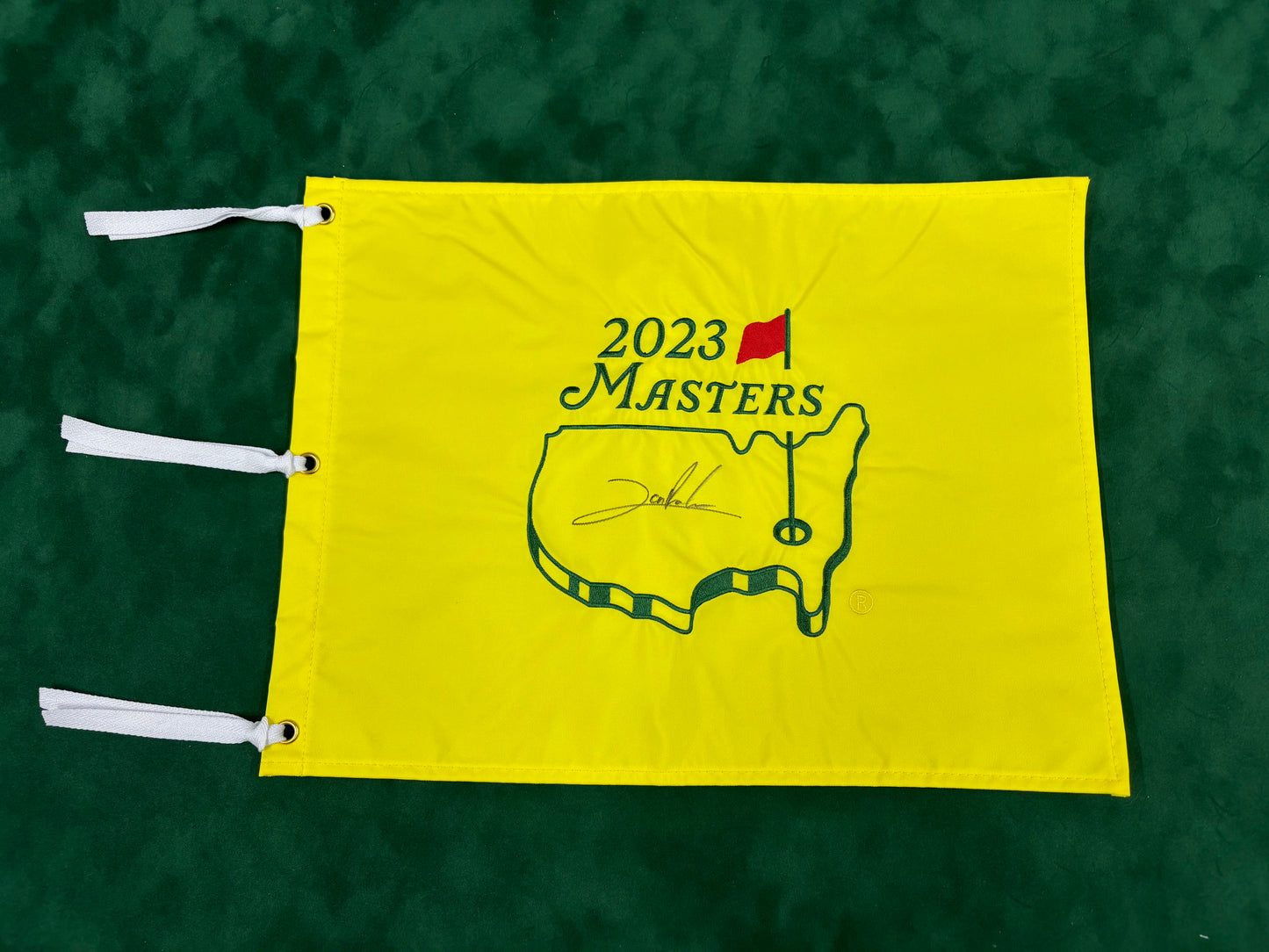 Jon Rahm Winner Signed 2023 Masters Golf Flag + Dealer COA