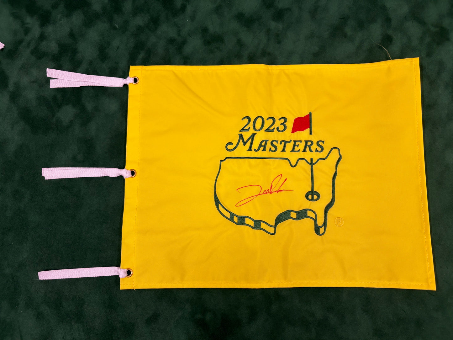 Jon Rahm Winner Signed 2023 Masters Golf Flag + Dealer COA