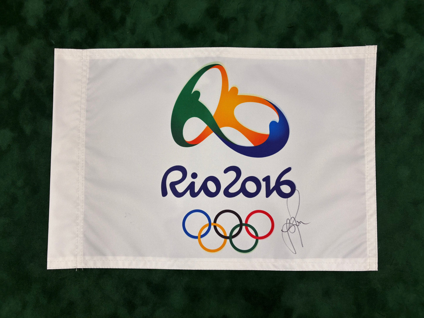 Justin Rose Signed Rio 2016 Olympic Golf Flag + Dealer COA