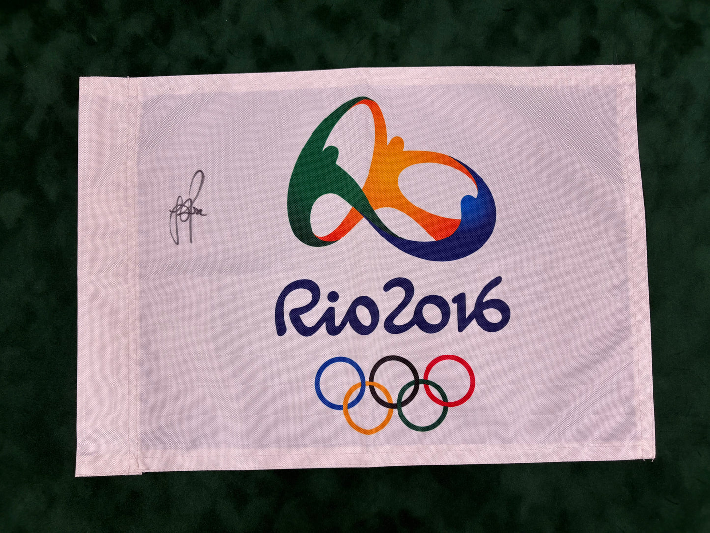 Justin Rose Signed Rio 2016 Olympic Golf Flag + Dealer COA