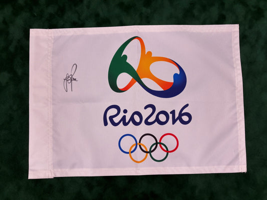 Justin Rose Signed Rio 2016 Olympic Golf Flag + Dealer COA