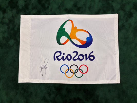 Justin Rose Signed Rio 2016 Olympic Golf Flag + Dealer COA