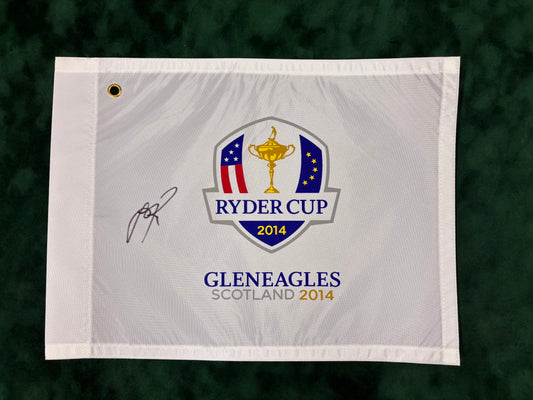 Justin Rose Signed 2014 Ryder Cup at Gleneagles Golf Flag + Dealer COA
